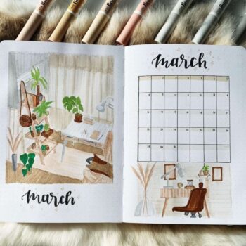 March Bullet Journal ideas for bloggers. Photo of march bullet journal