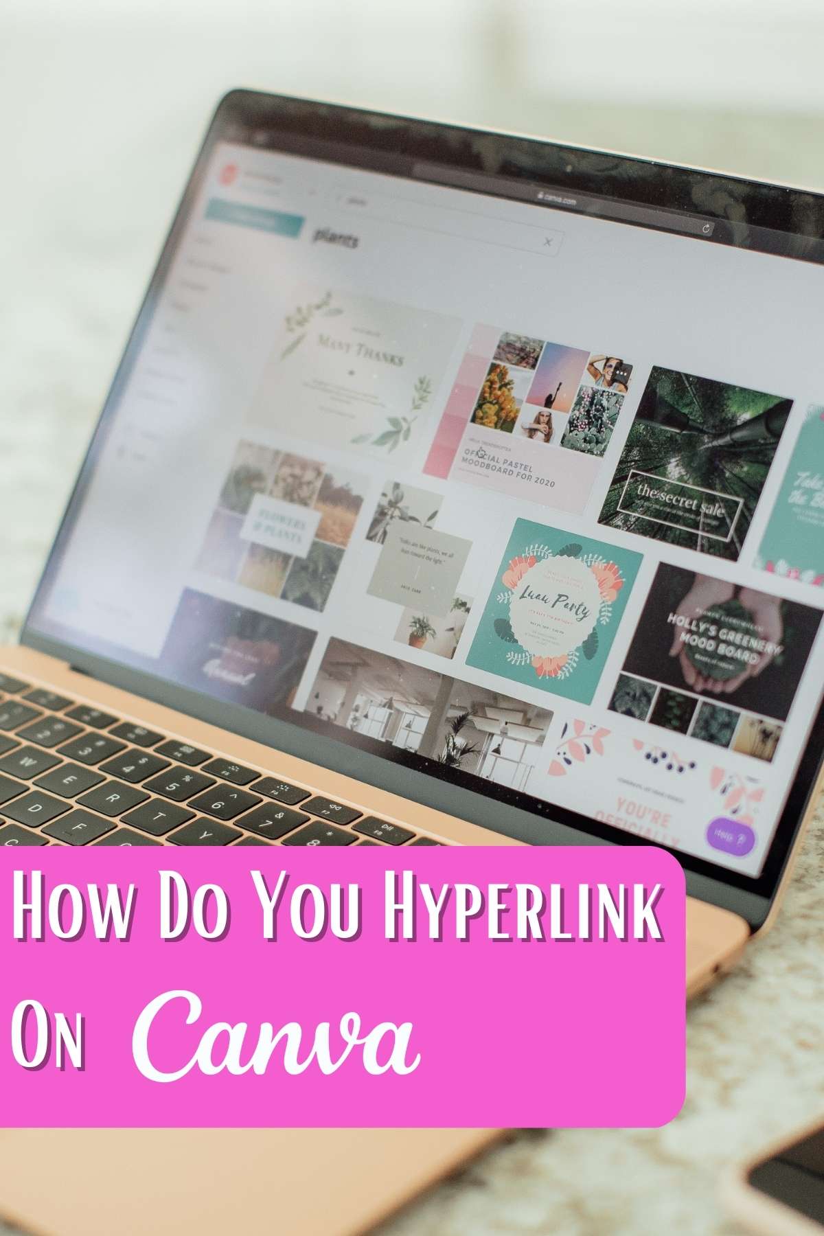 How do you hyperlink on Canva? Photo of laptop.