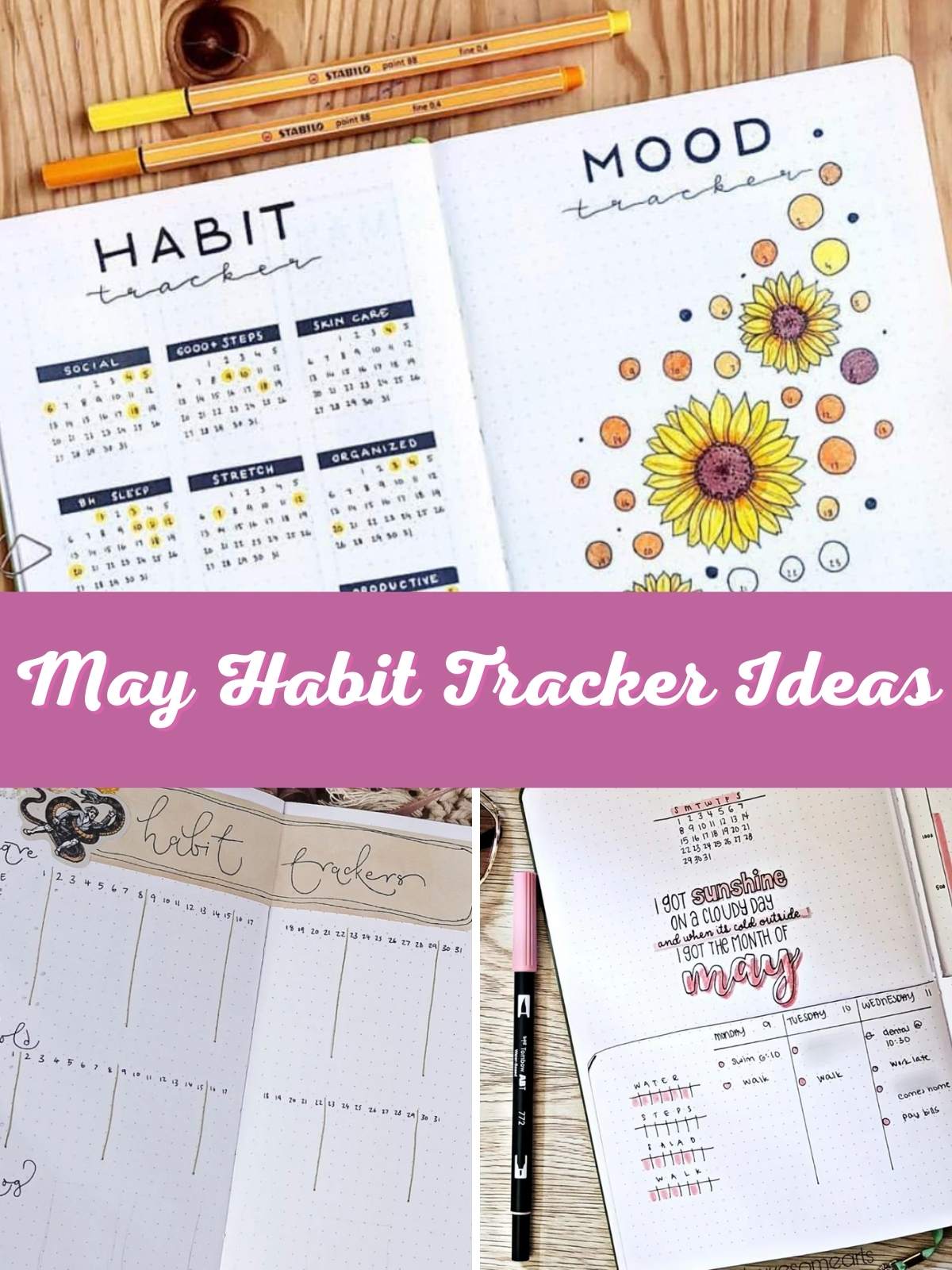 May habit trackers. 3 different examples.